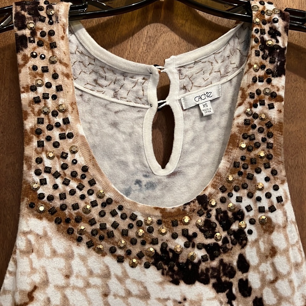 Cache Print Tank Top With Embellishments - image 3